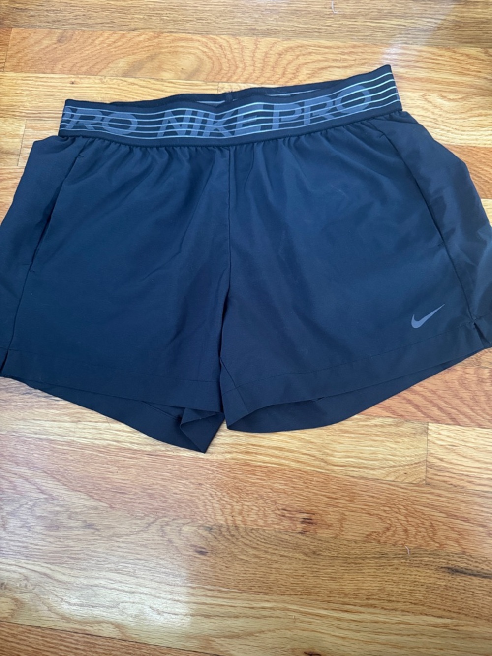 Nike Women's Black Athletic Shorts with Elastic Logo Waistband